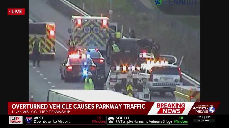 Vehicle Flips Onto Its Side On Parkway West In Collier Township