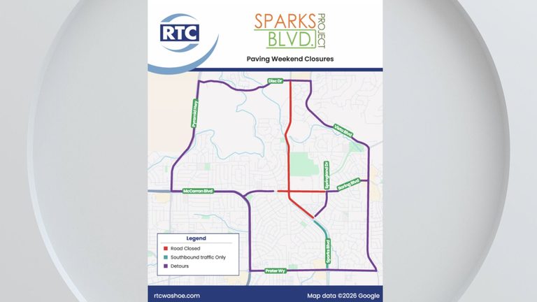 Weekend Road Closures On Sparks Boulevard For Paving Project